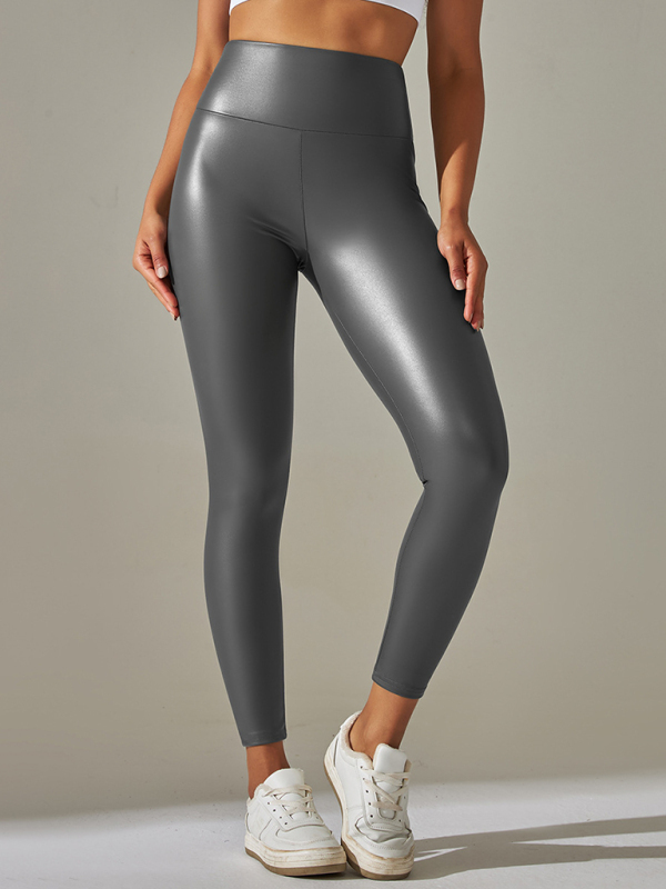New plus size women's leggings high waist tight sexy PU leather pants colorful yoga pants-chiquechics