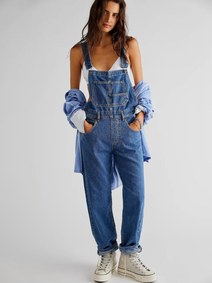 New style jumpsuit casual loose denim overalls trousers-chiquechics