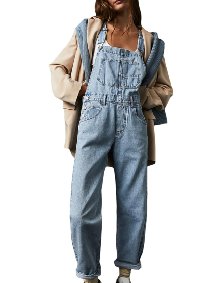 New style jumpsuit casual loose denim overalls trousers-chiquechics
