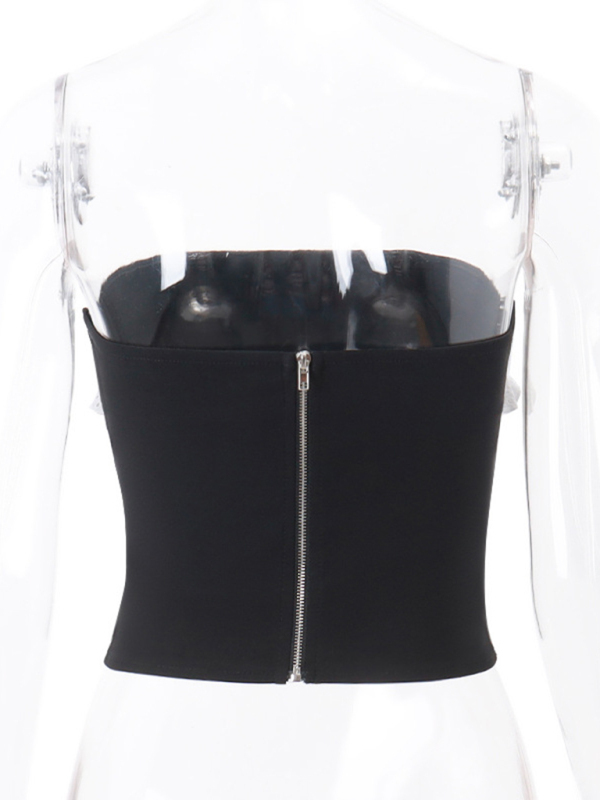 New design niche crochet pattern hollow contrast color outer wear tube top vest-chiquechics
