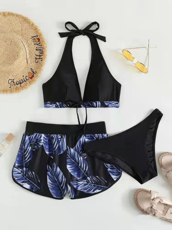 New fashionable multi-color printed sexy bikini three-piece set-chiquechics