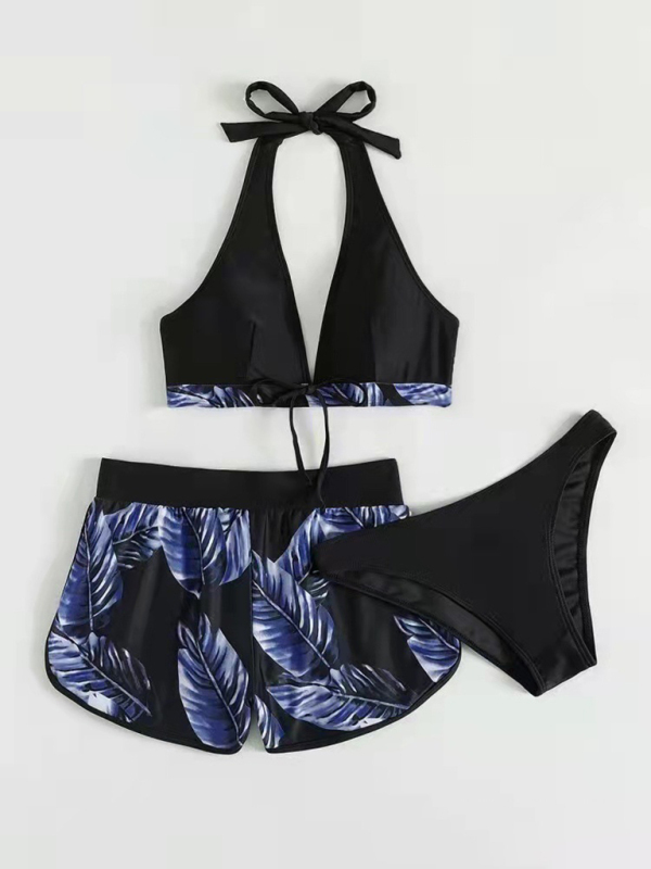 New fashionable multi-color printed sexy bikini three-piece set-chiquechics