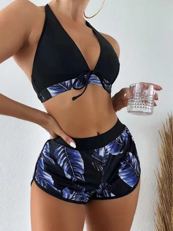 New fashionable multi-color printed sexy bikini three-piece set-chiquechics