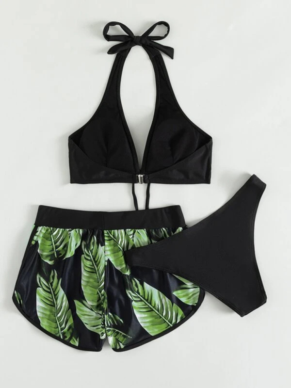 New fashionable multi-color printed sexy bikini three-piece set-chiquechics