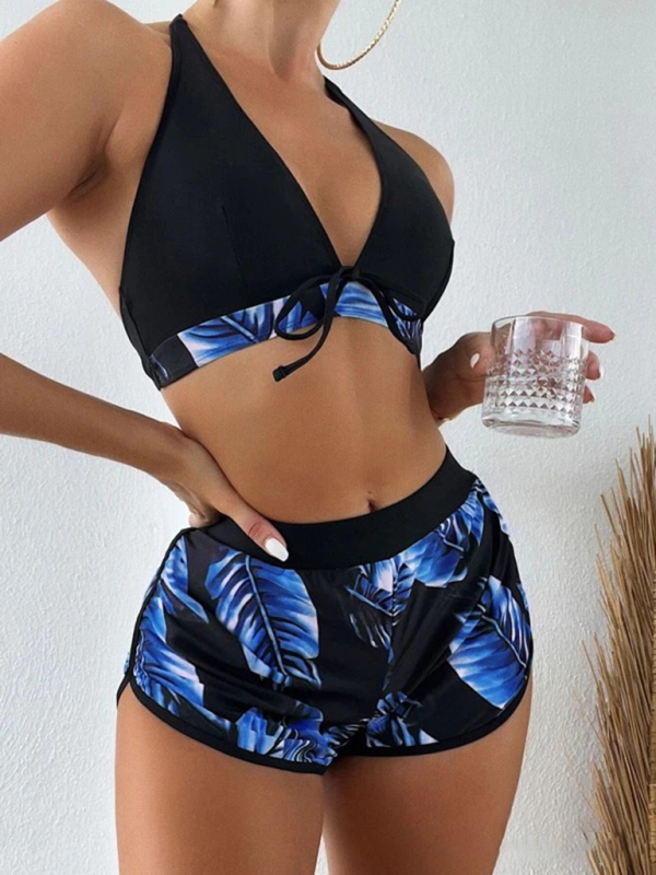 New fashionable multi-color printed sexy bikini three-piece set-chiquechics