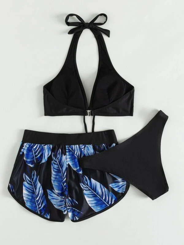 New fashionable multi-color printed sexy bikini three-piece set-chiquechics