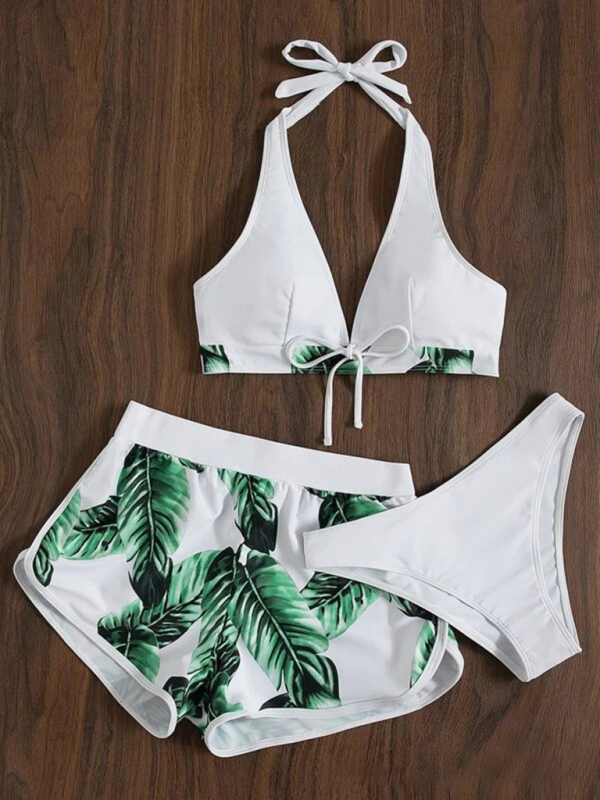 New fashionable multi-color printed sexy bikini three-piece set-chiquechics