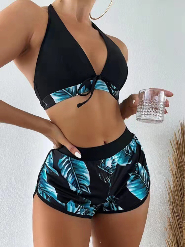 New fashionable multi-color printed sexy bikini three-piece set-chiquechics