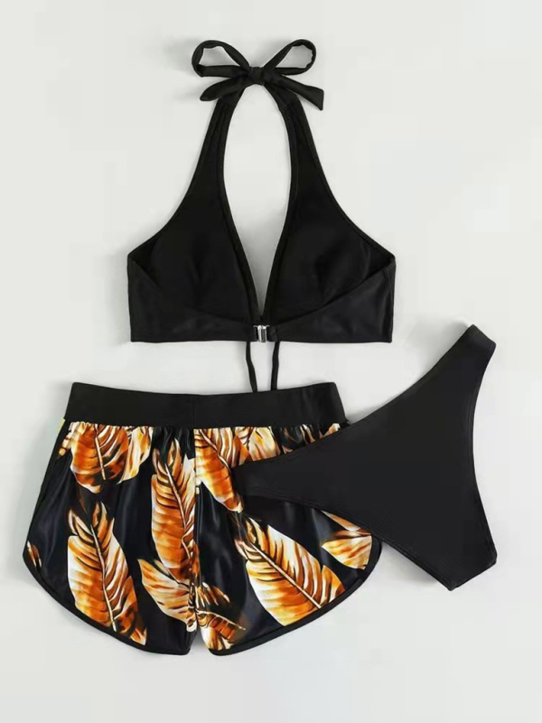 New fashionable multi-color printed sexy bikini three-piece set-chiquechics