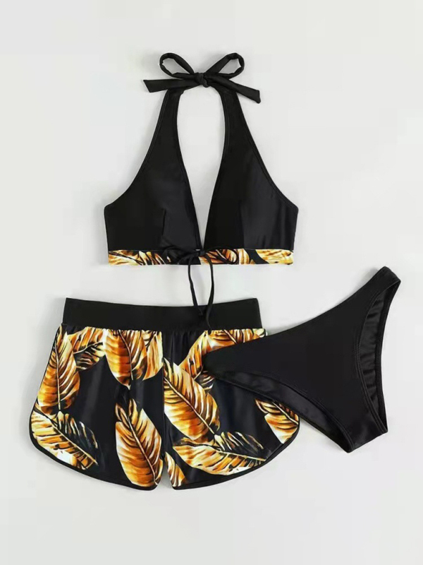 New fashionable multi-color printed sexy bikini three-piece set-chiquechics