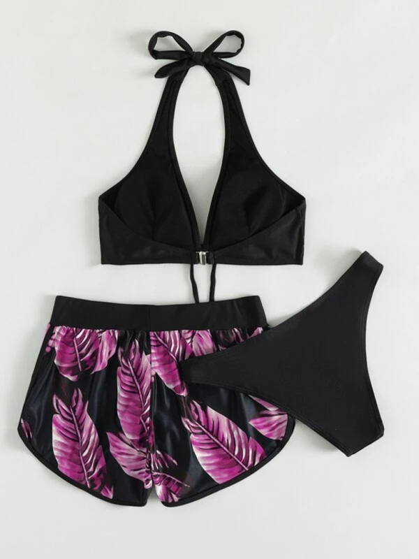 New fashionable multi-color printed sexy bikini three-piece set-chiquechics
