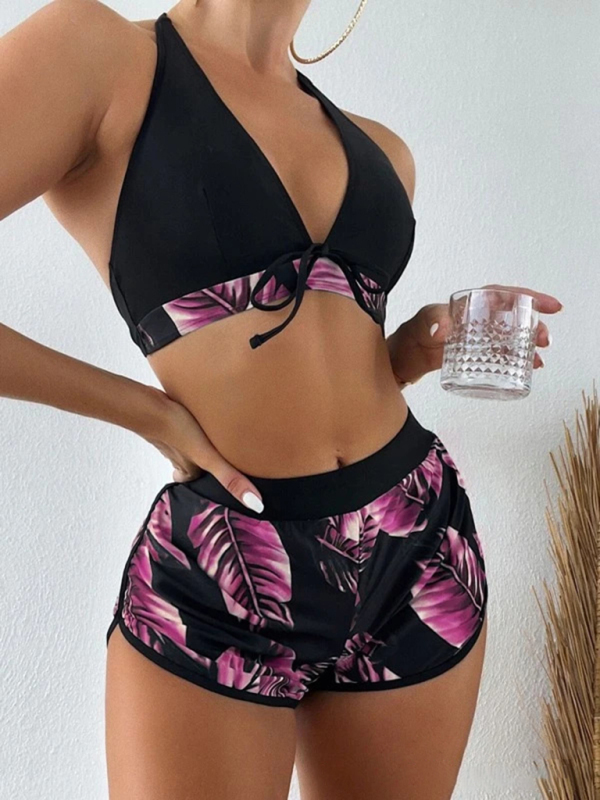 New fashionable multi-color printed sexy bikini three-piece set-chiquechics