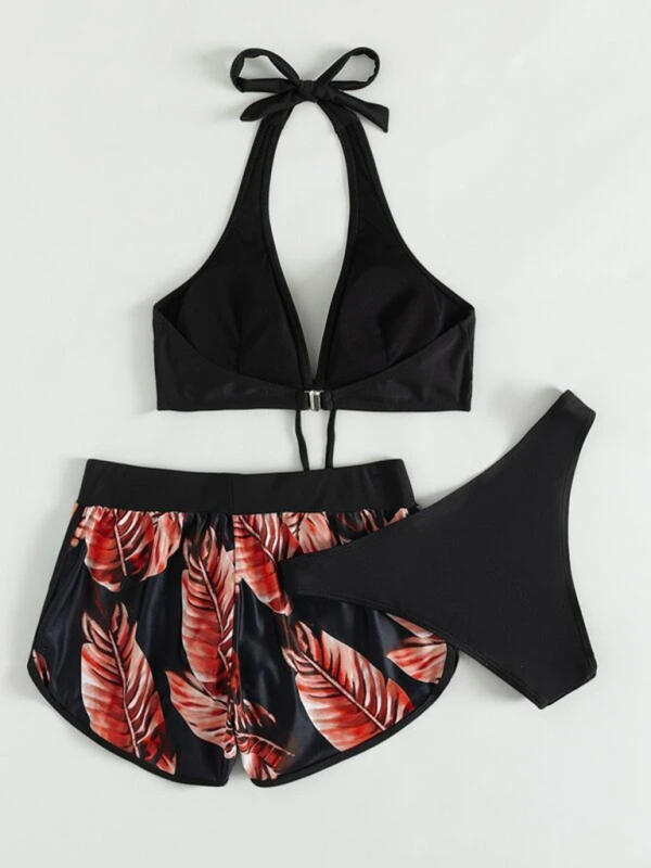 New fashionable multi-color printed sexy bikini three-piece set-chiquechics