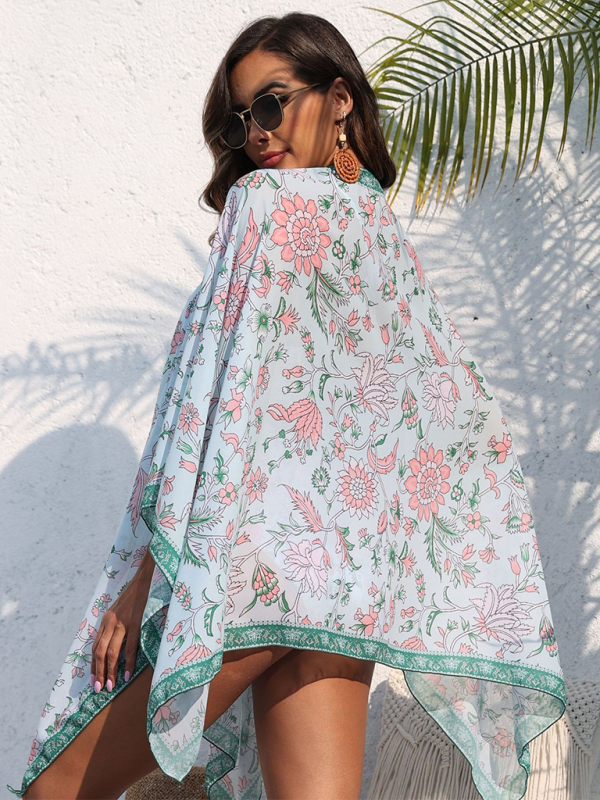 New swimsuit with resort floral print swimsuit shawl (swimsuit not included)-chiquechics