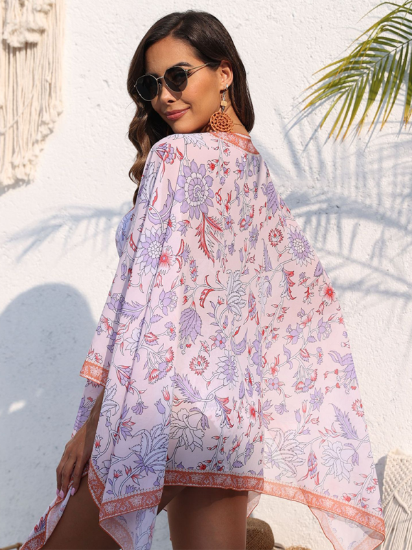 New swimsuit with resort floral print swimsuit shawl (swimsuit not included)-chiquechics