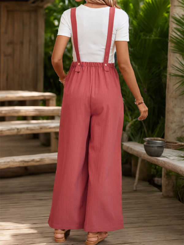 New casual commuting one-piece suspender straight trousers-chiquechics