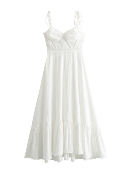 Fashionable and versatile layered poplin sleeveless suspender dress-chiquechics