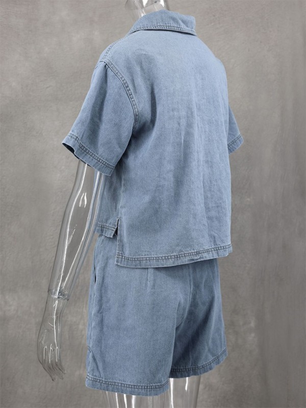 Loose and slim POLO short-sleeved shirt irregular skirt and pants two-piece set-chiquechics