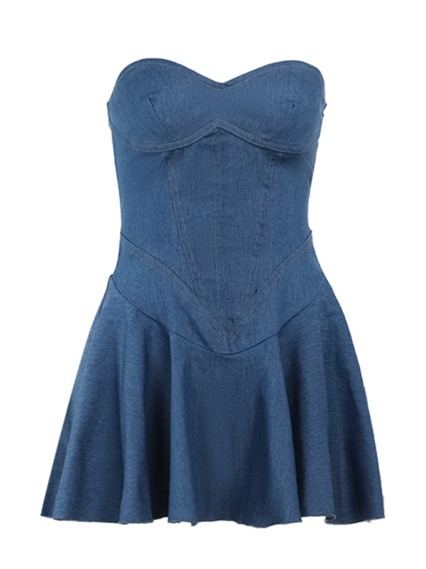 Ladies new sexy solid color tube top dress-chiquechics