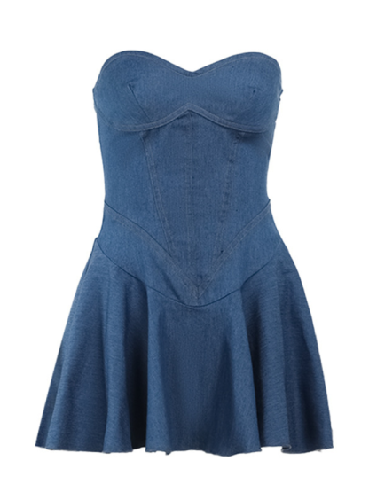 Ladies new sexy solid color tube top dress-chiquechics