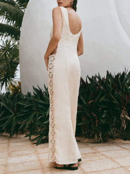 New style printed sleeveless sexy decorative hoop dress-chiquechics