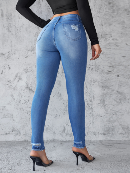 New style ripped jeans slim fit hip lift skinny trousers-chiquechics