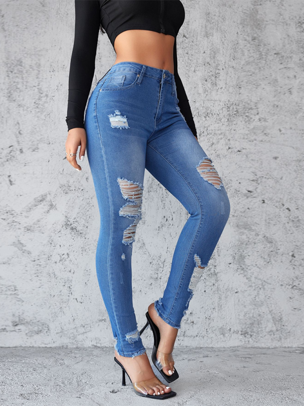 New style ripped jeans slim fit hip lift skinny trousers-chiquechics