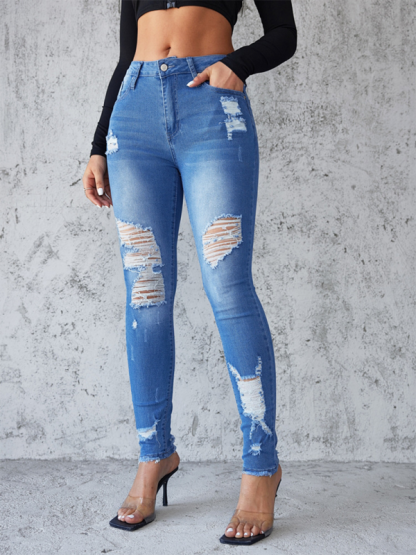 New style ripped jeans slim fit hip lift skinny trousers-chiquechics