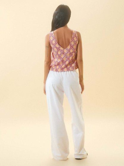 Striped drawstring casual loose straight-leg home trousers-chiquechics