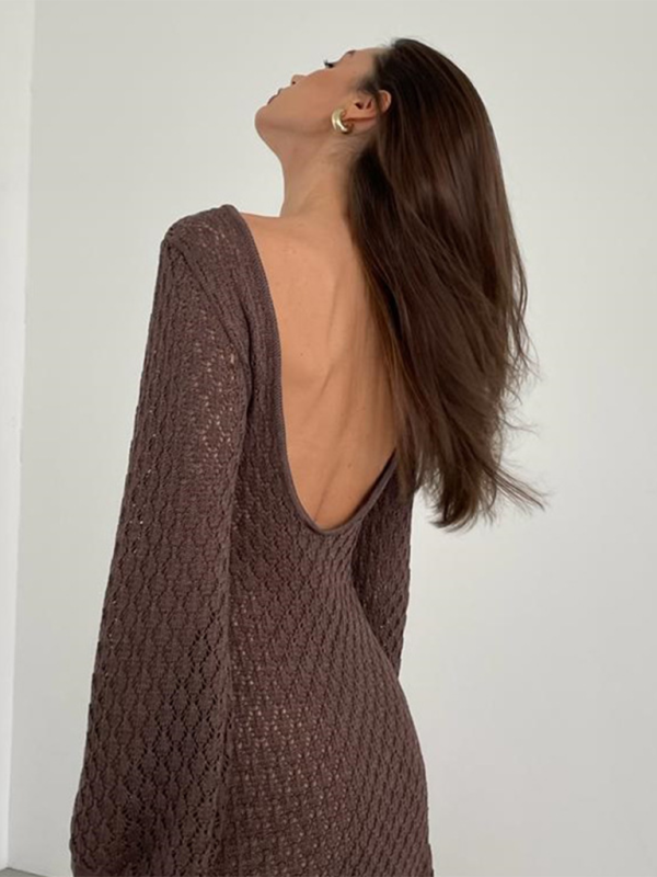 SwimwearNew beach dress solid color sexy knitted hollow bikini swimsuit cover up sun protection clothing-chiquechics