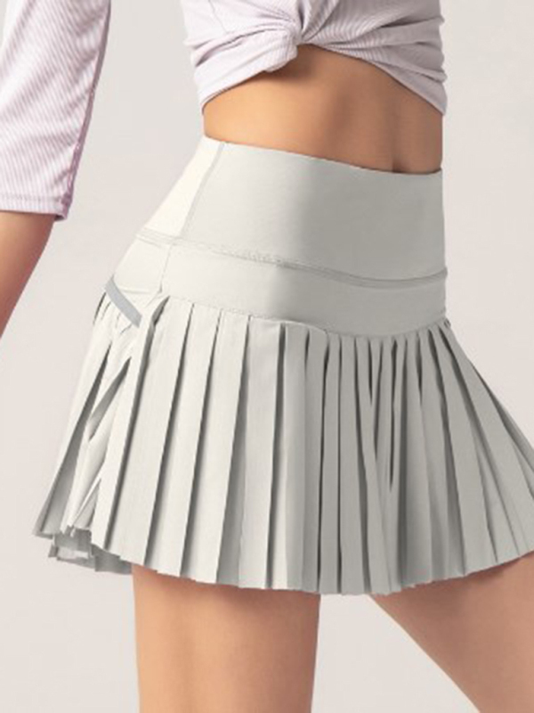 Anti-exposure outdoor quick-drying pocket culottes sports shorts tennis pleated skirt-chiquechics