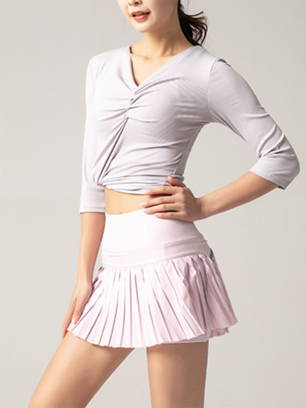 Anti-exposure outdoor quick-drying pocket culottes sports shorts tennis pleated skirt-chiquechics