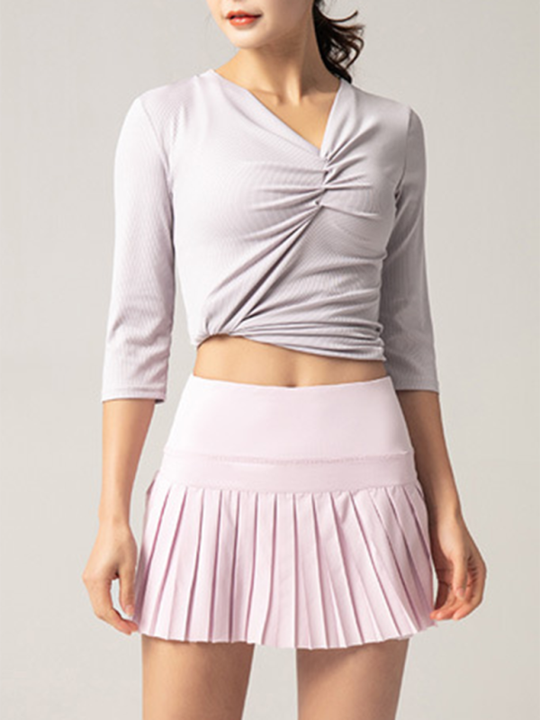Anti-exposure outdoor quick-drying pocket culottes sports shorts tennis pleated skirt-chiquechics