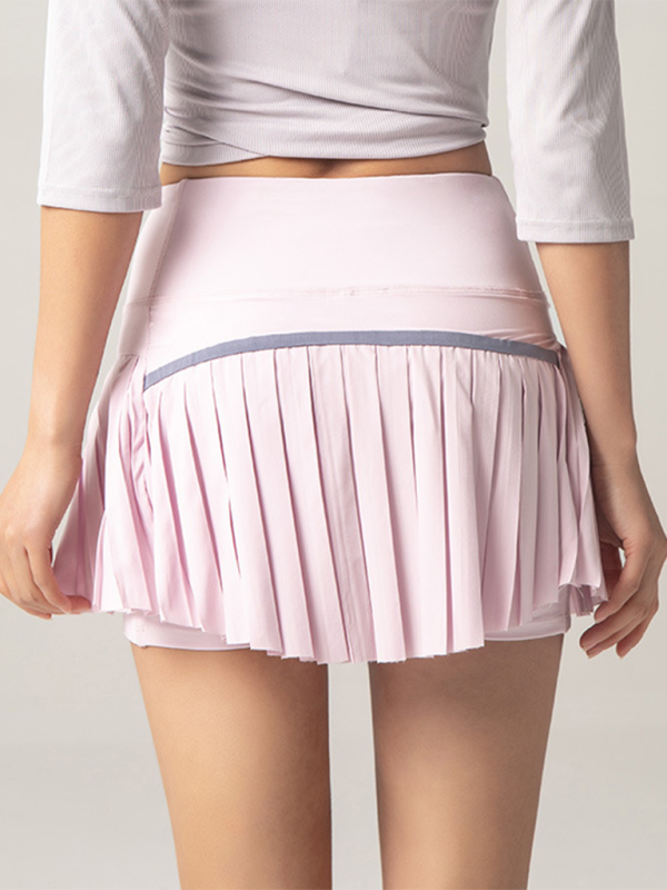 Anti-exposure outdoor quick-drying pocket culottes sports shorts tennis pleated skirt-chiquechics
