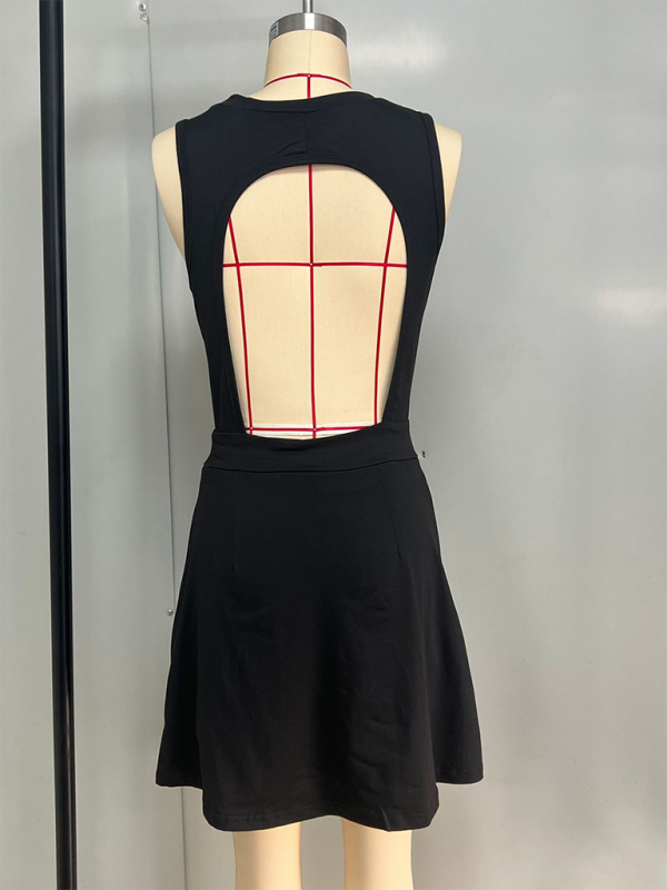 Fitness jumpsuit tennis skirt built-in shorts bodysuit open back jumpsuit sweatpants-chiquechics