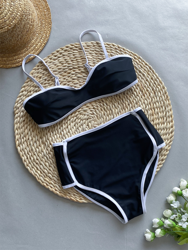 New women's color matching high waist sexy two-piece swimsuit-chiquechics