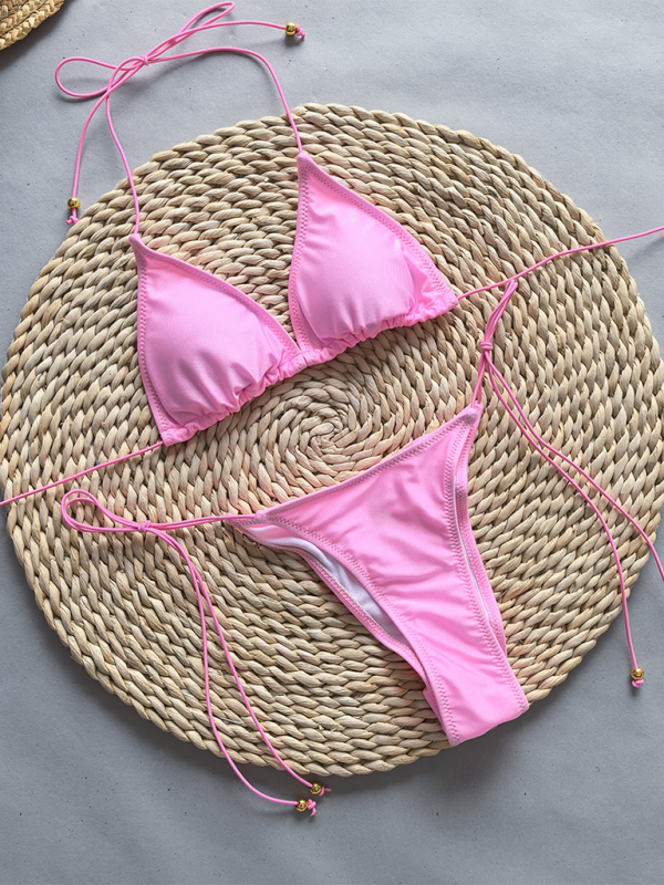 Women's bikini solid color two piece set-chiquechics