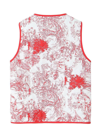 Ladies New Retro Printed Patch Pocket Quilted Cotton Vest-chiquechics