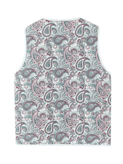 Ladies New Retro Printed Patch Pocket Quilted Cotton Vest-chiquechics