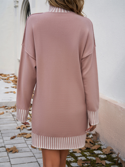 Contrast Color Panel Sweater Dress-chiquechics