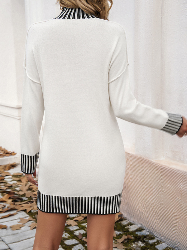 Contrast Color Panel Sweater Dress-chiquechics