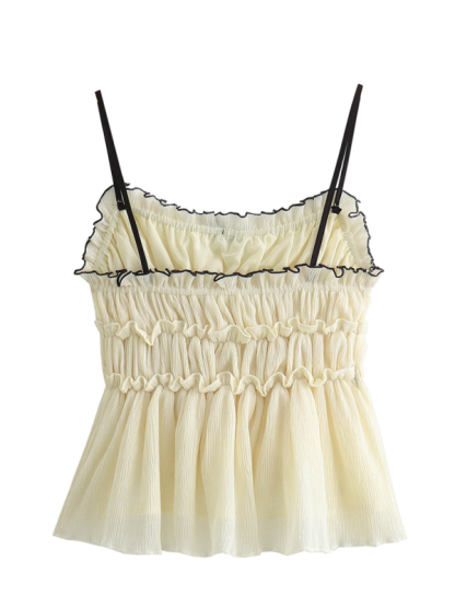 New textured layered camisole top with small bow-chiquechics