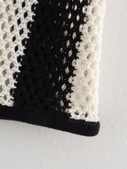 New patchwork hand-appliqué lace-up knitted vest-chiquechics