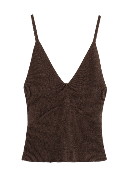 New Street Fashion V-Neck Knitted Suspender Top-chiquechics