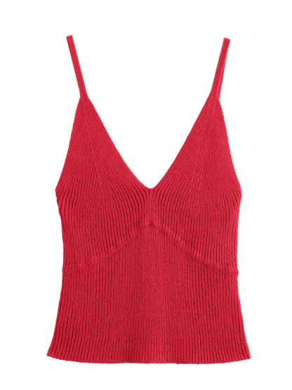 New Street Fashion V-Neck Knitted Suspender Top-chiquechics