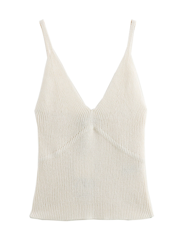 New Street Fashion V-Neck Knitted Suspender Top-chiquechics