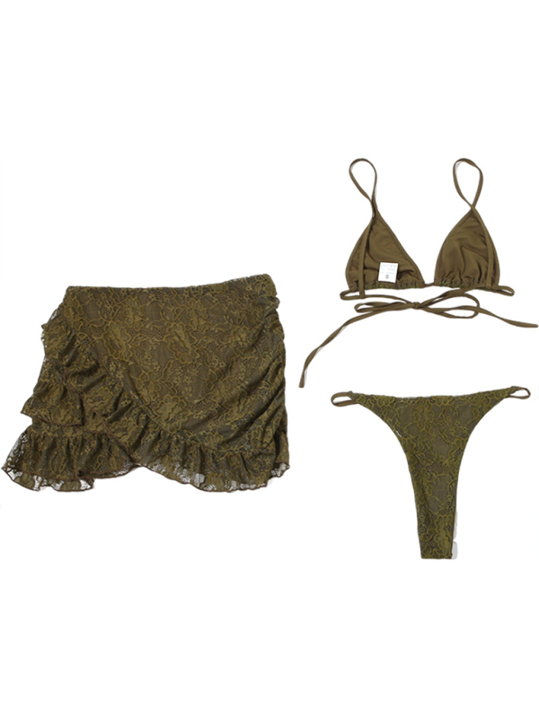 Ladies new fashion hot girl suspenders lace sexy panties hip skirt three piece suit-chiquechics