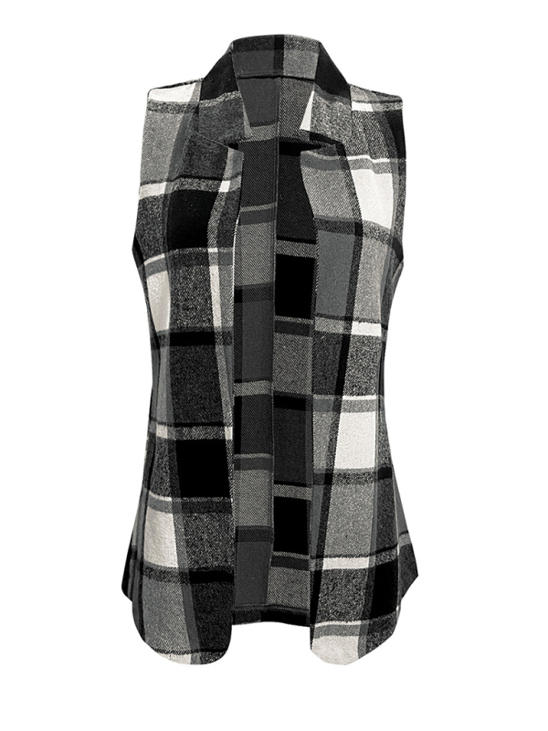 Ladies new loose plaid vest jacket-chiquechics