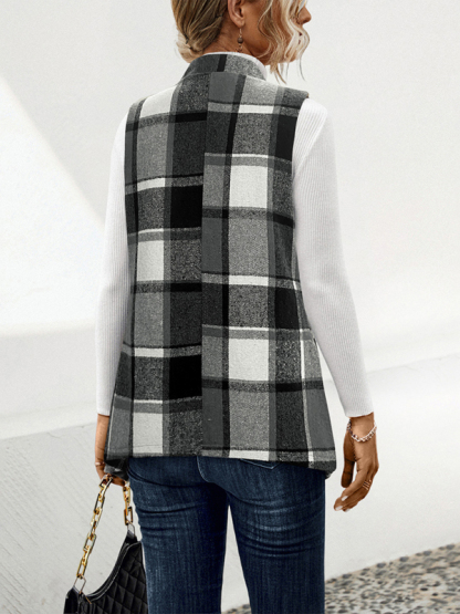 Ladies new loose plaid vest jacket-chiquechics