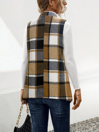 Ladies new loose plaid vest jacket-chiquechics